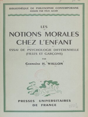 cover image of Les notions morales chez l'enfant